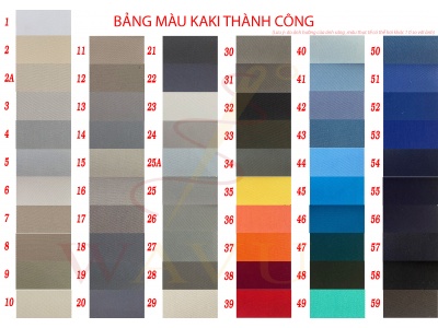 Bảng màu vải kaki thành công