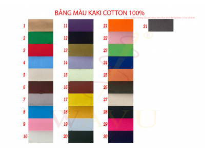 Bảng màu vải kaki cotton 100%